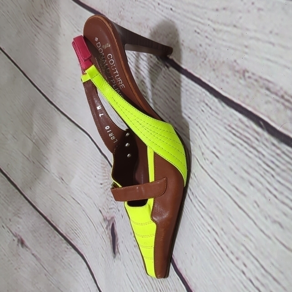 DONALD J. PLINER COUTURE Donald J Pliner Brown Yellow leather mules 7 - Picture 2 of 11